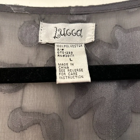 Lucca Short Sleeve Drop Waist Dress Shell in Gray Textured Pattern (Size Large) - Picture 2 of 8